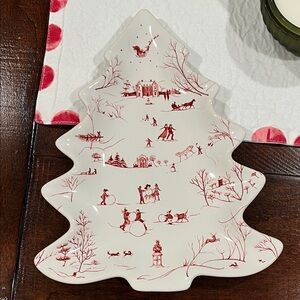 Juliska Red and White Holiday Small Tree Plate